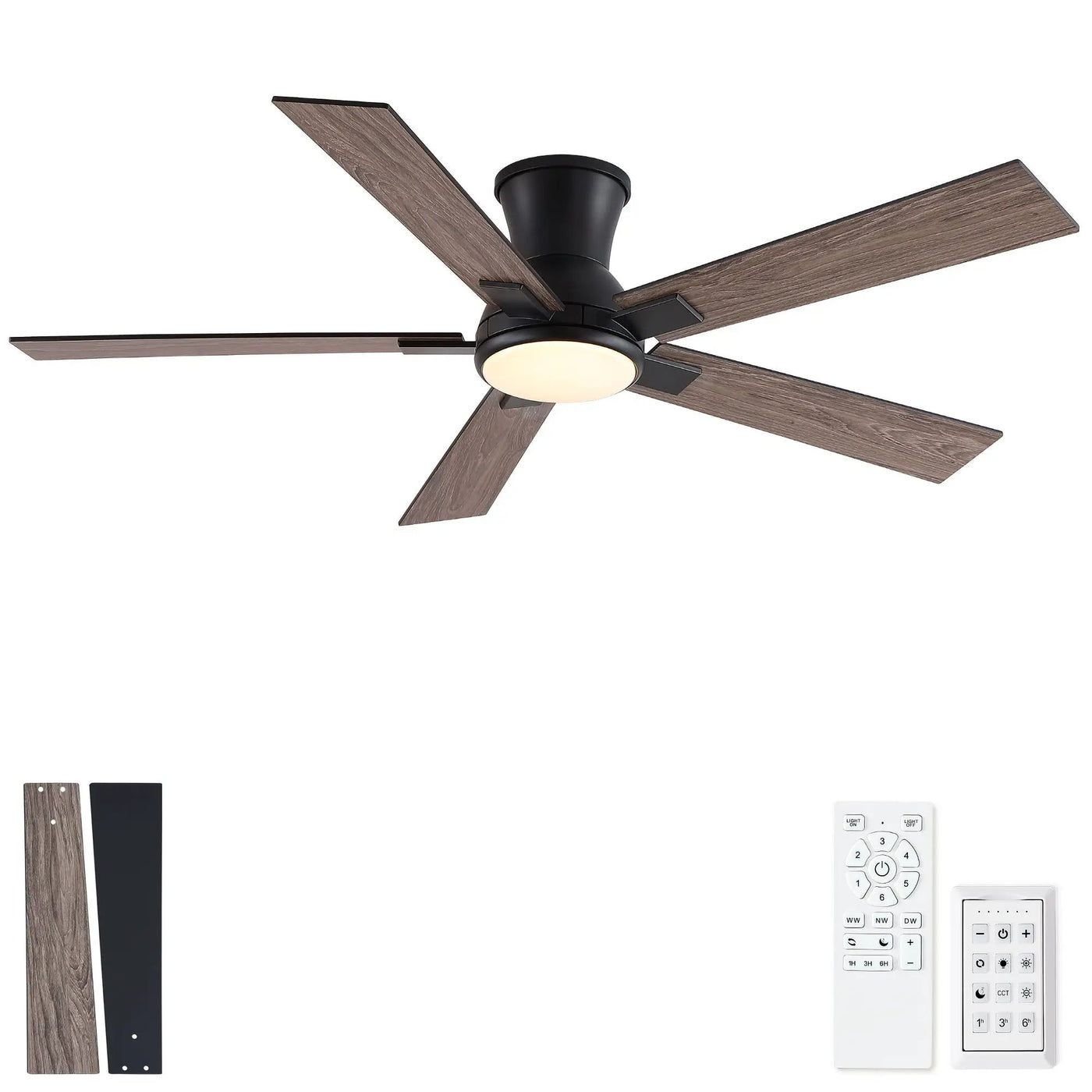 Low Profile Flush Mount Intergrated LED Ceiling Fan With Light And Reversible Quiet Motor by HouseOfZazla