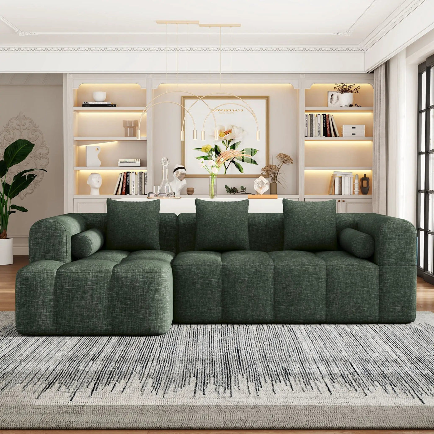 Sectional Free Combined Sofa With 2 Side Pockets by Unique Piece Furniture
