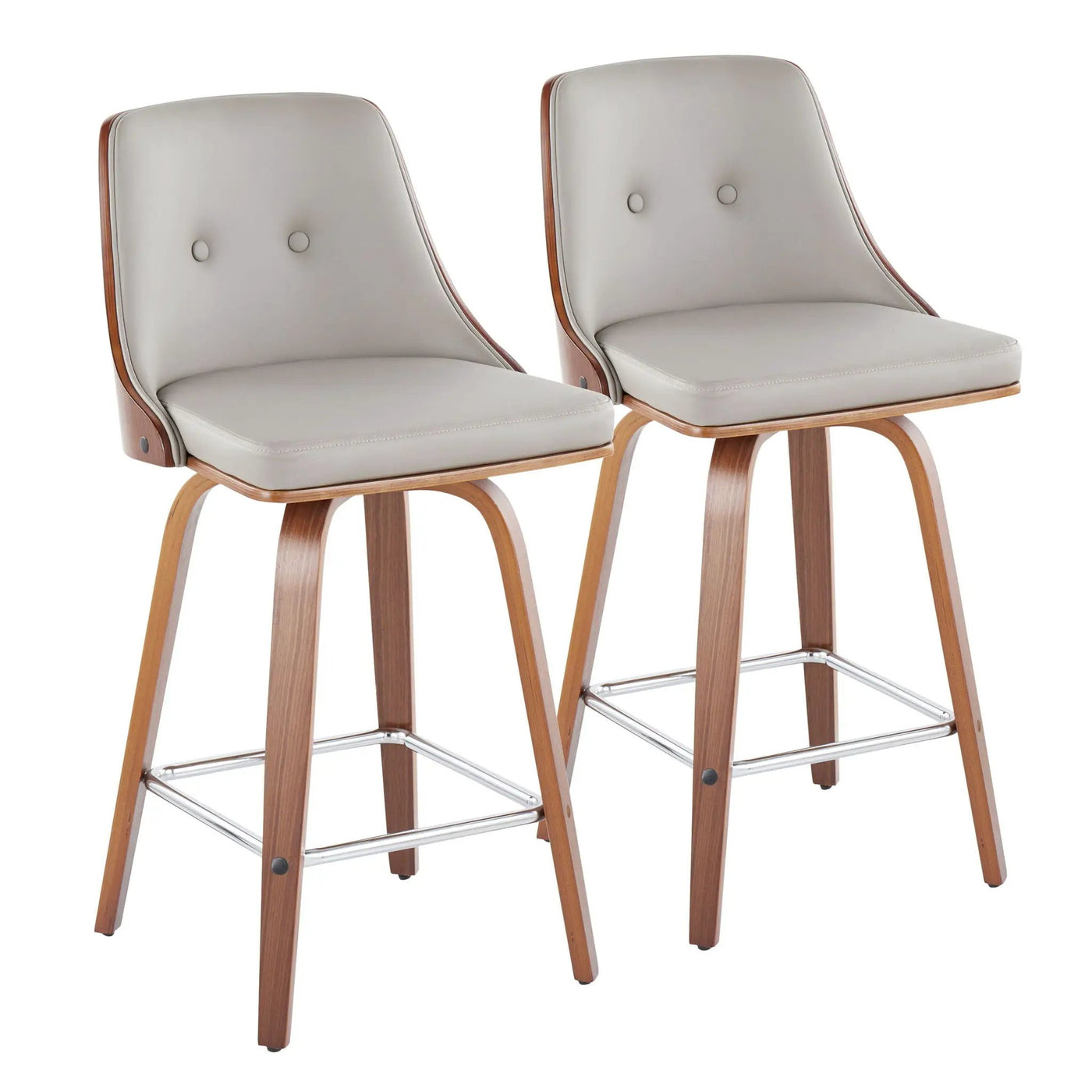 Gianna - Mid Century Modern Fixed Height Counter Stool With Swivel With Square Footrest (Set of 2) by HouseOfZazla