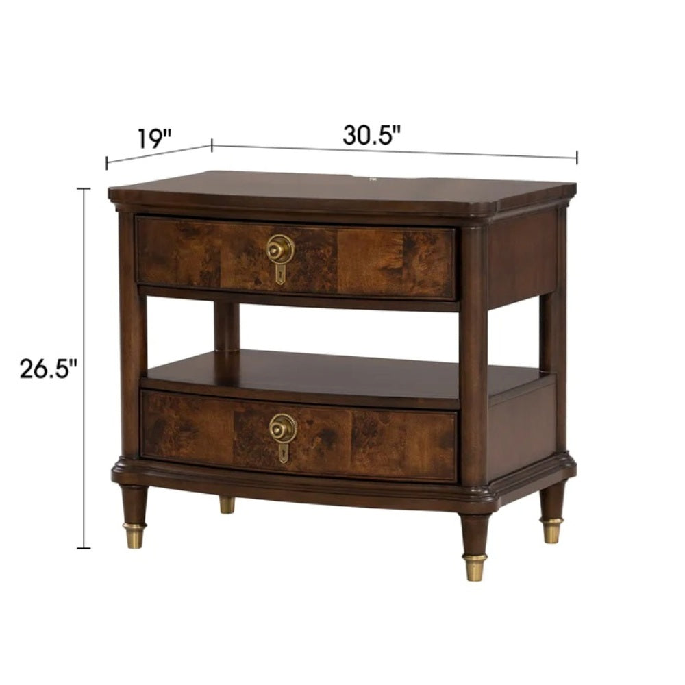 Traditional Style Nightstand with Power Outlet - Dark Cherry, photo 7 of 8