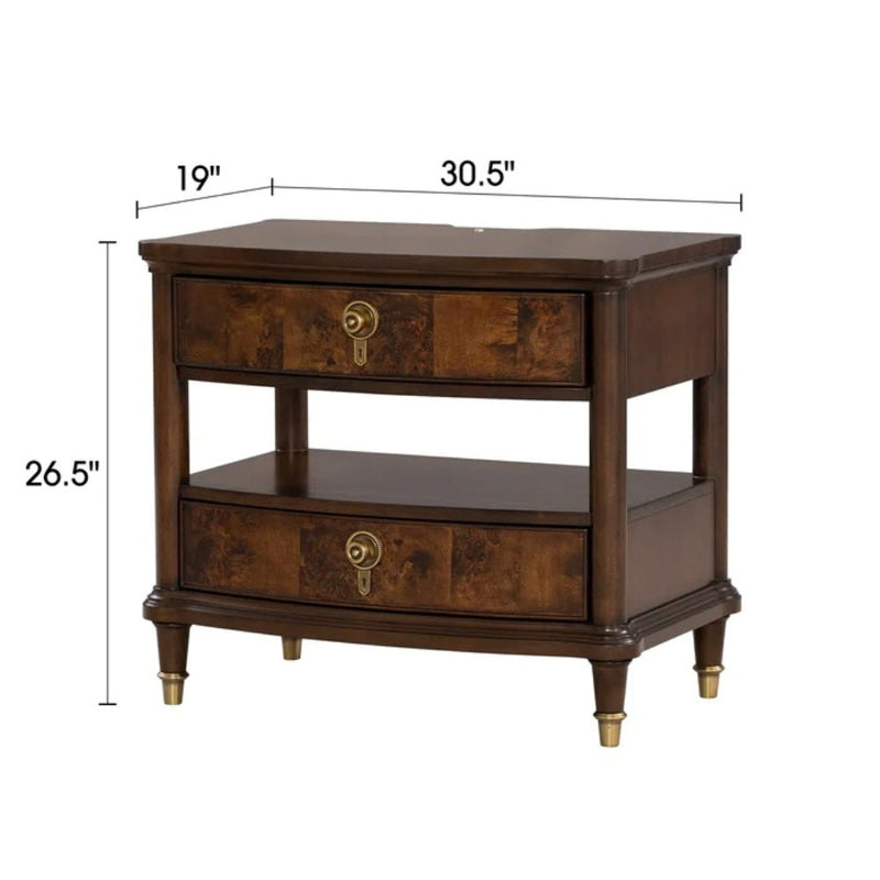 Traditional Style Nightstand with Power Outlet - Dark Cherry, photo 7 of 8