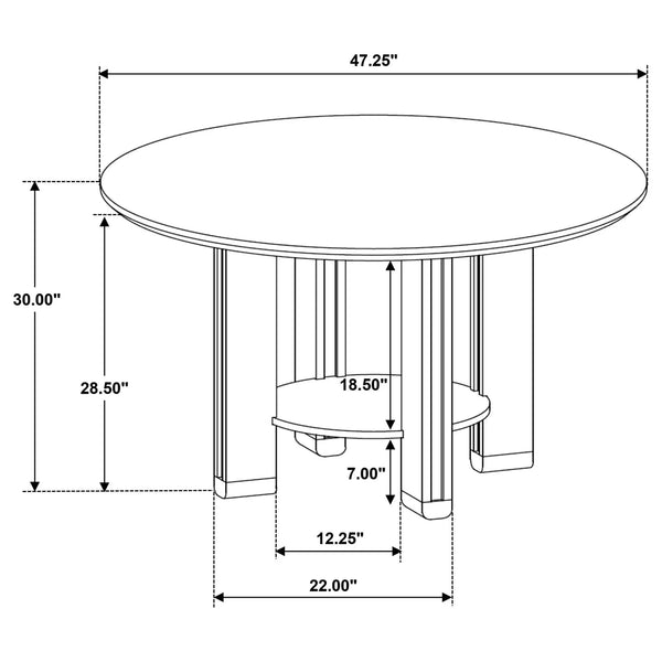 Ottowa 47-inch Round Wood Dining Table with Shelf Brown, photo 2 of 7