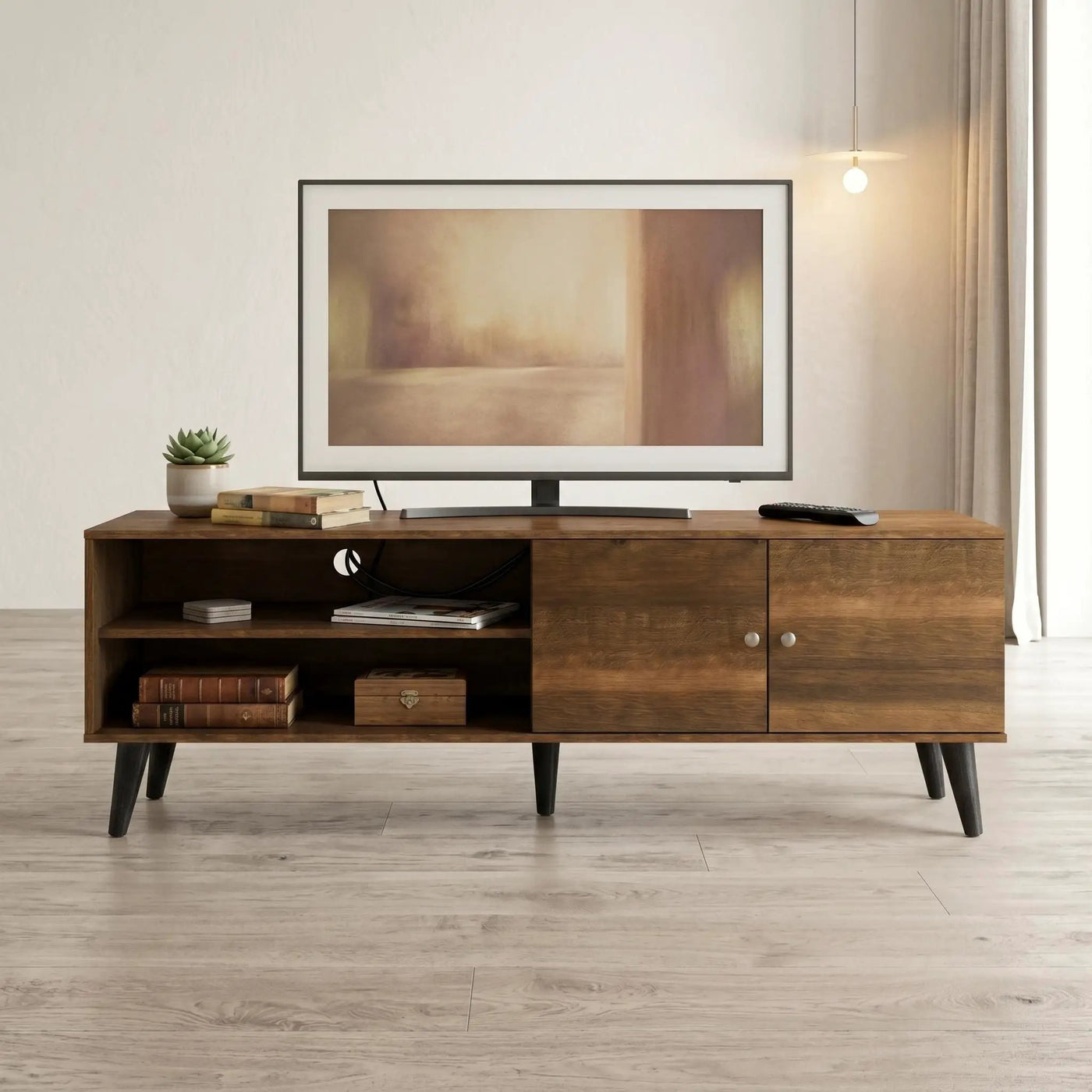 Amidon - TV Stand, With 2 Storage Shelves And 1 Cabinet by Unique Piece Furniture