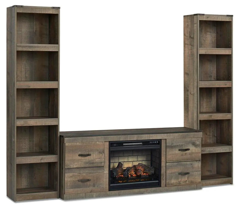 Trinell - 3-Piece Entertainment Center With Electric Fireplace - Brown by Unique Piece Furniture