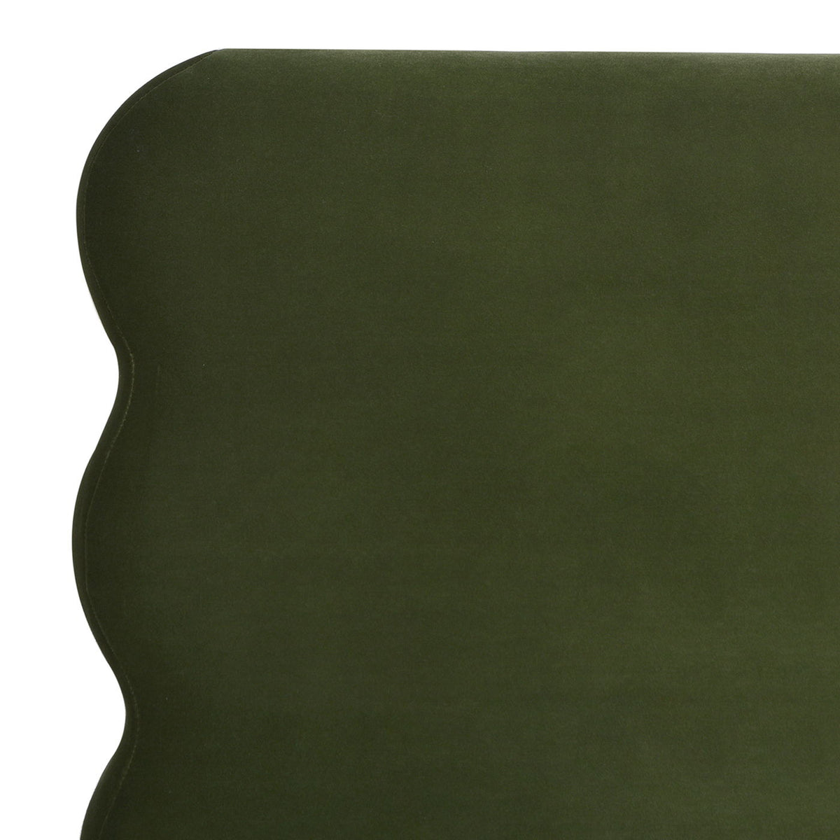 Modern Wavy Headboard Platform Bed with Upholstered Frame - White or Dark Green, photo 6 of 30