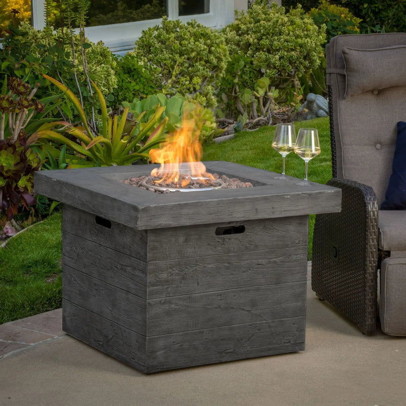 Anchorage Wood Square Fire Pit 40,000 BTU - Gray by HouseOfZazla
