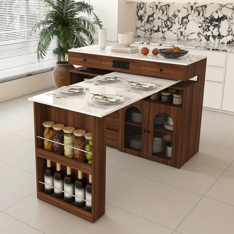 Extendable Kitchen Island with Rotating Table by HouseOfZazla