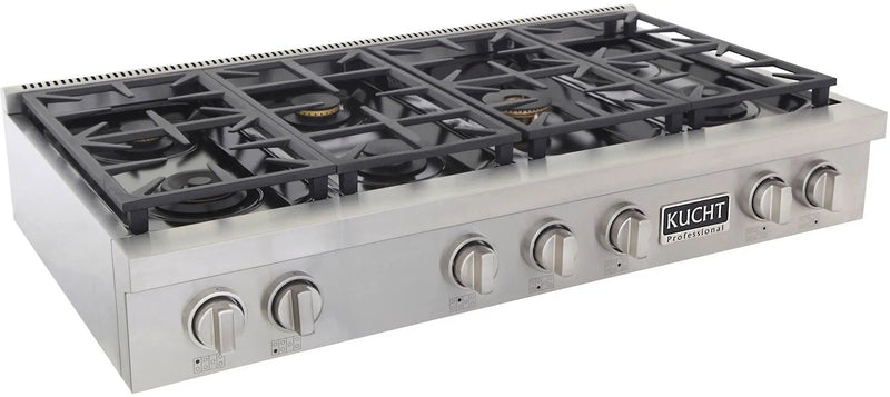 Kucht 48" Inch Gas Sealed Burner Rangetop, KFX489T-S by Farmhouse Kitchen and Bath