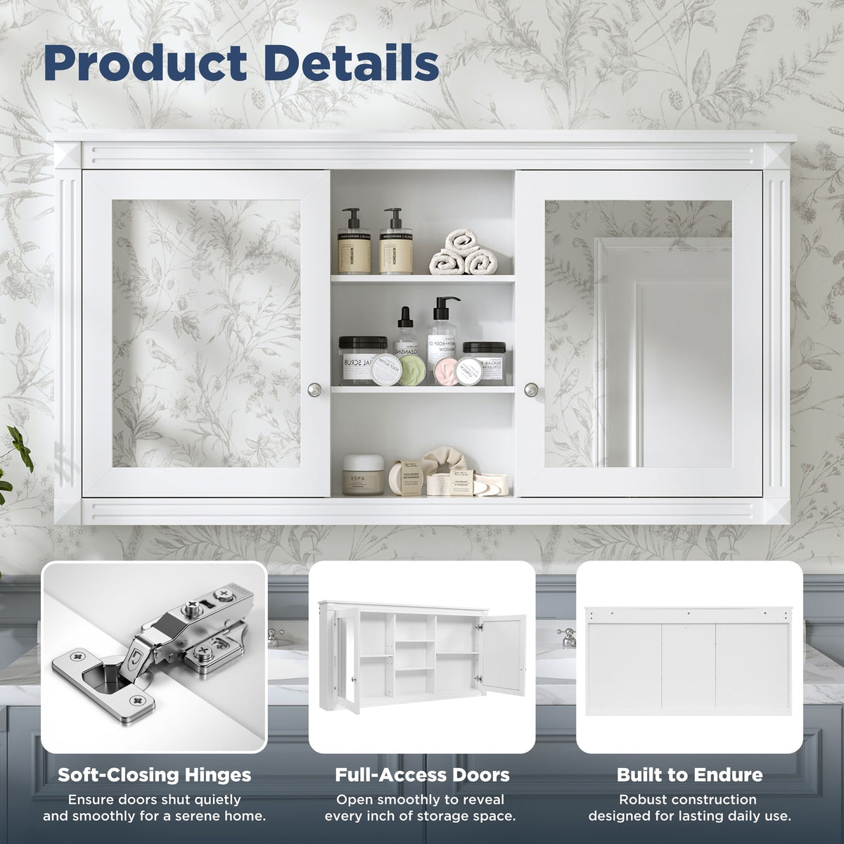 Modern Wall-Mount 2 In 1 Mirror Cabinet, photo 5 of 28