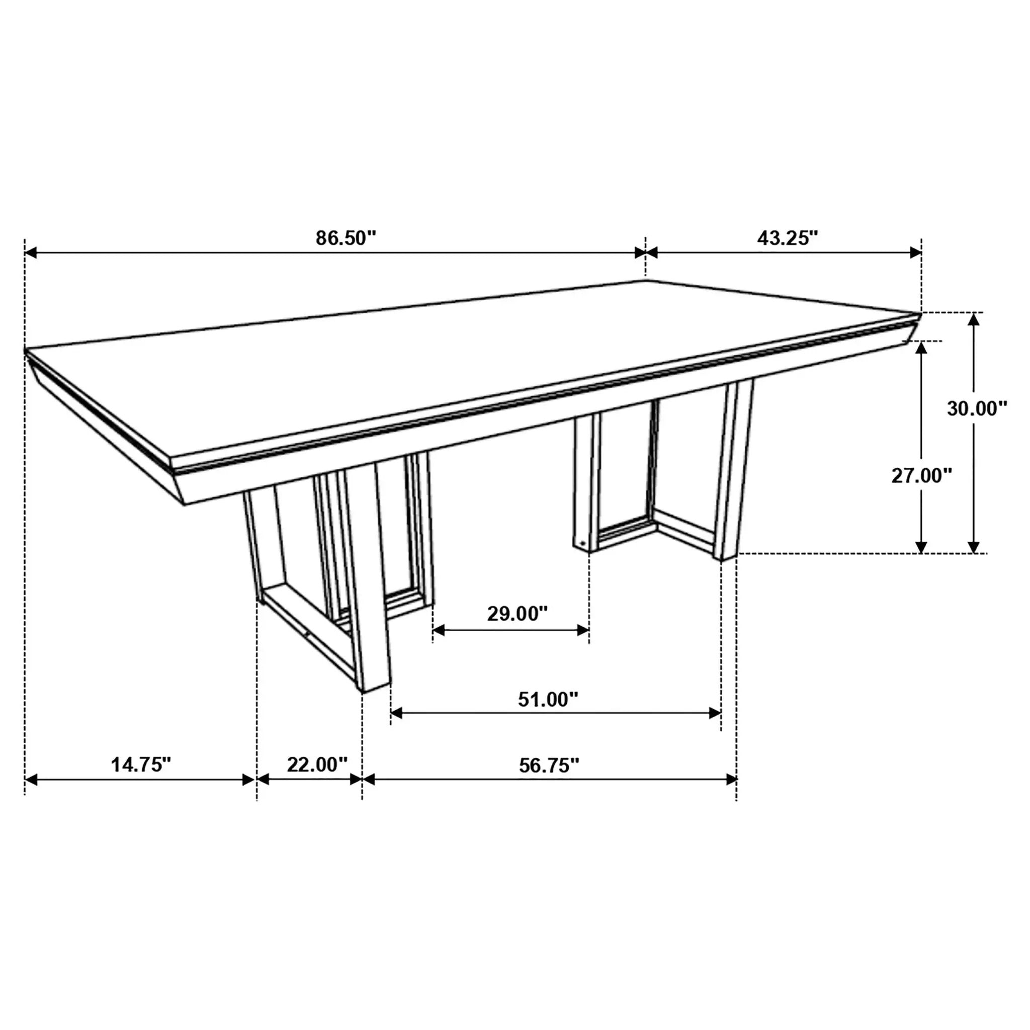 Glenmoor - Rectangular Dining Table With Geometric Double Pedestal Base - Dark Gray by HouseOfZazla