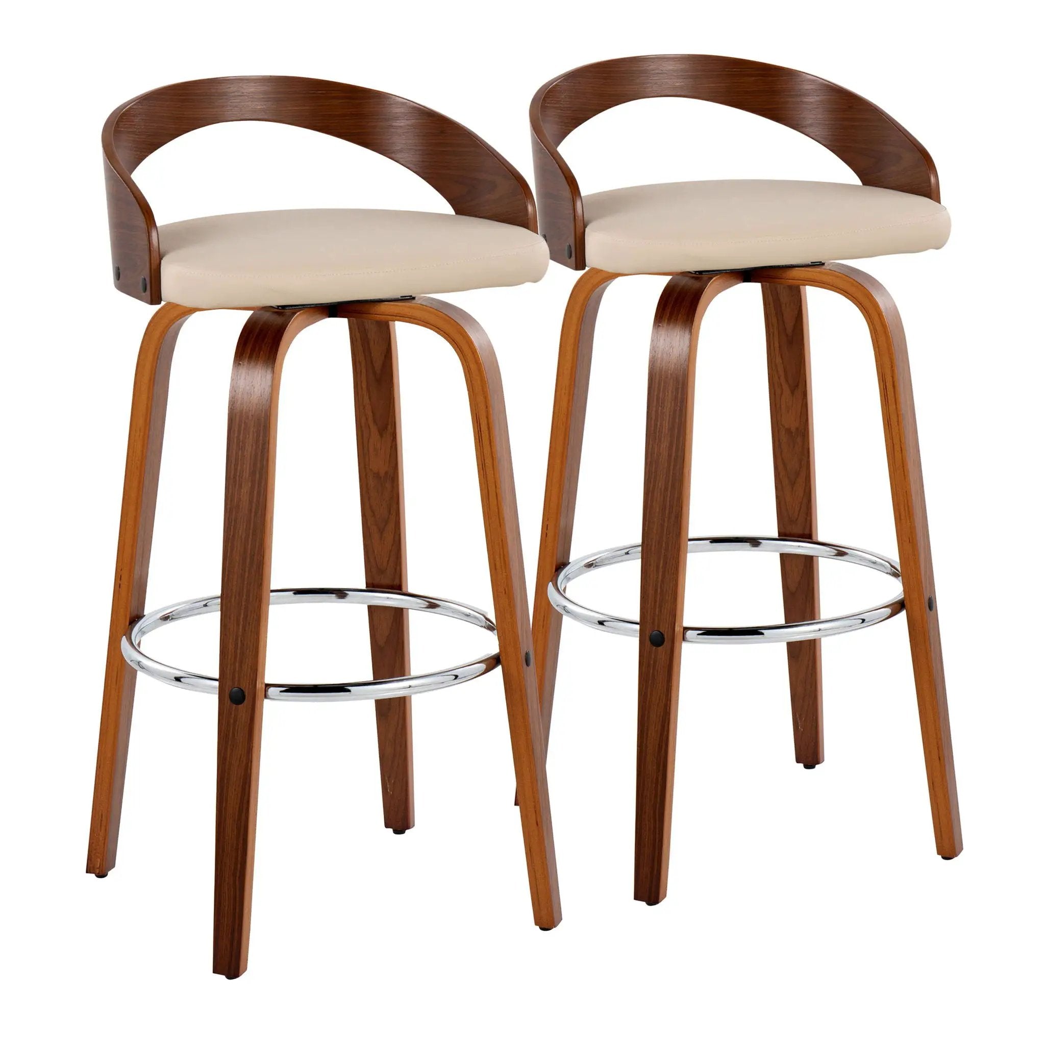 Grotto - Contemporary Fixed Height Barstool With Swivel With Round Footrest (Set of 2) by Unique Piece Furniture