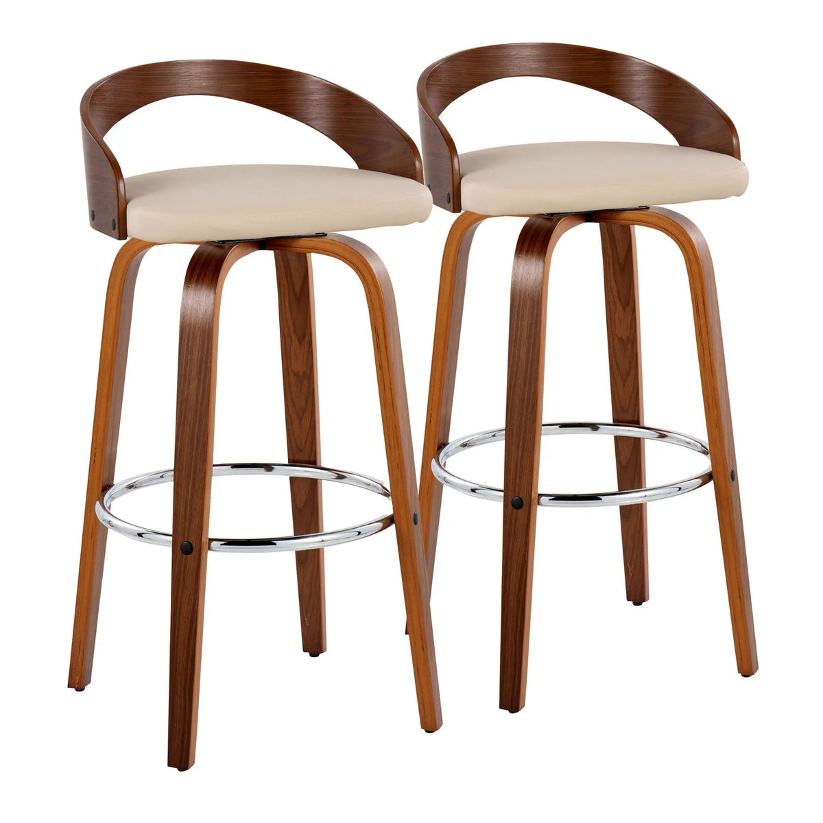 Grotto - Contemporary Fixed Height Barstool With Swivel With Round Footrest (Set of 2) by HouseOfZazla