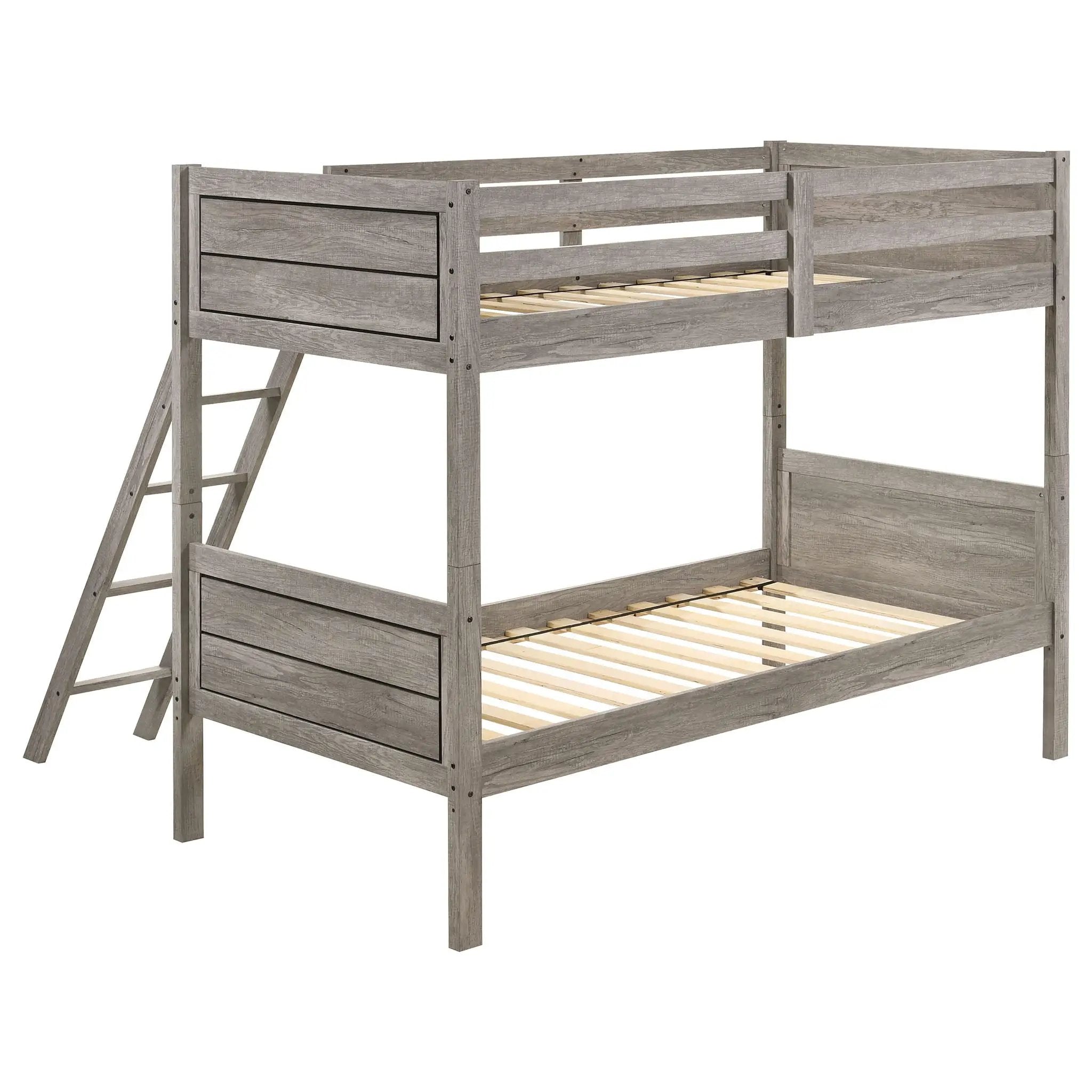 Ryder Wood Twin Over Twin Bunk Bed Weathered Taupe by Unique Piece Furniture
