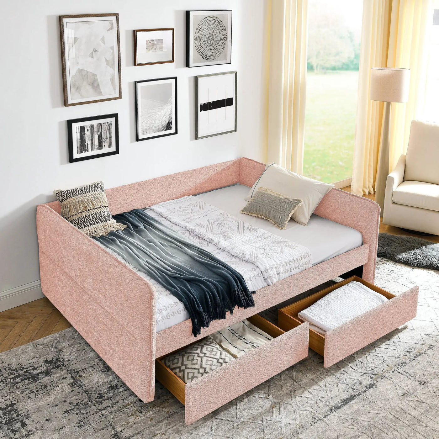 Upholstered Daybed & 2 Drawers by HouseOfZazla