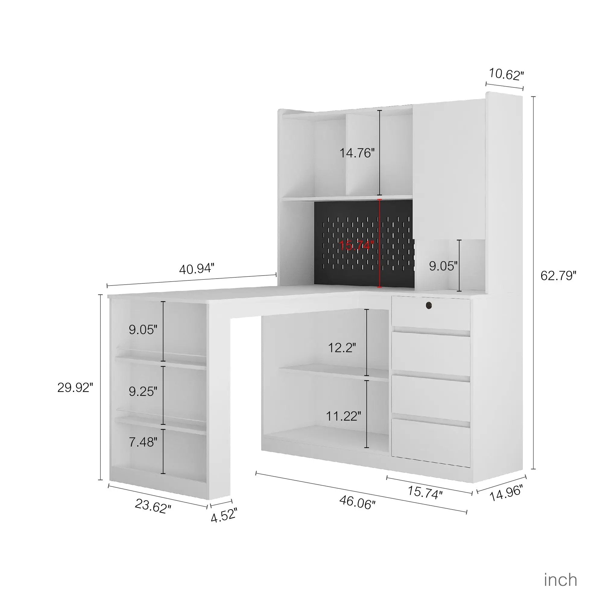 L Shaped Desk with Charger and Drawers by HouseOfZazla