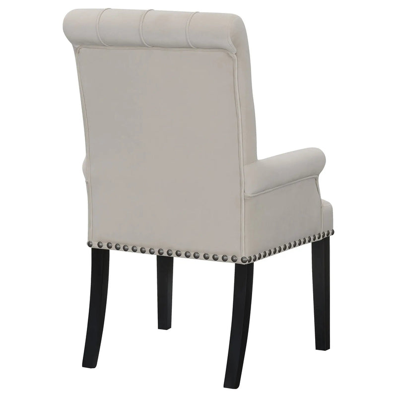 Alana Velvet Upholstered Dining Arm Chair Sand by Unique Piece Furniture