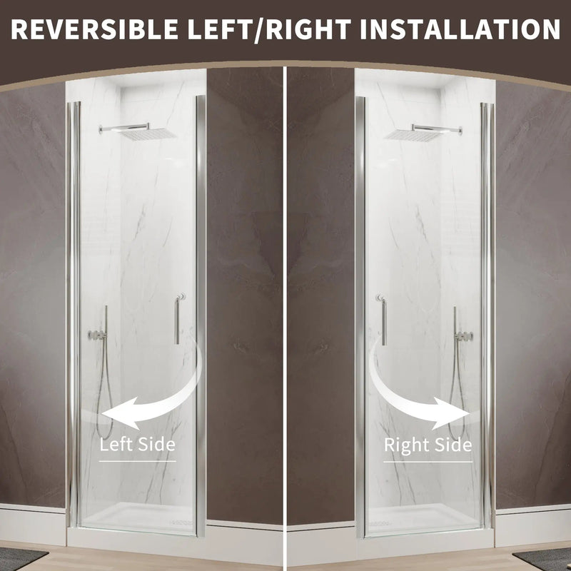 34 In. to 36 In. x 72 In. Semi-Frameless Pivot Shower Door by HouseOfZazla