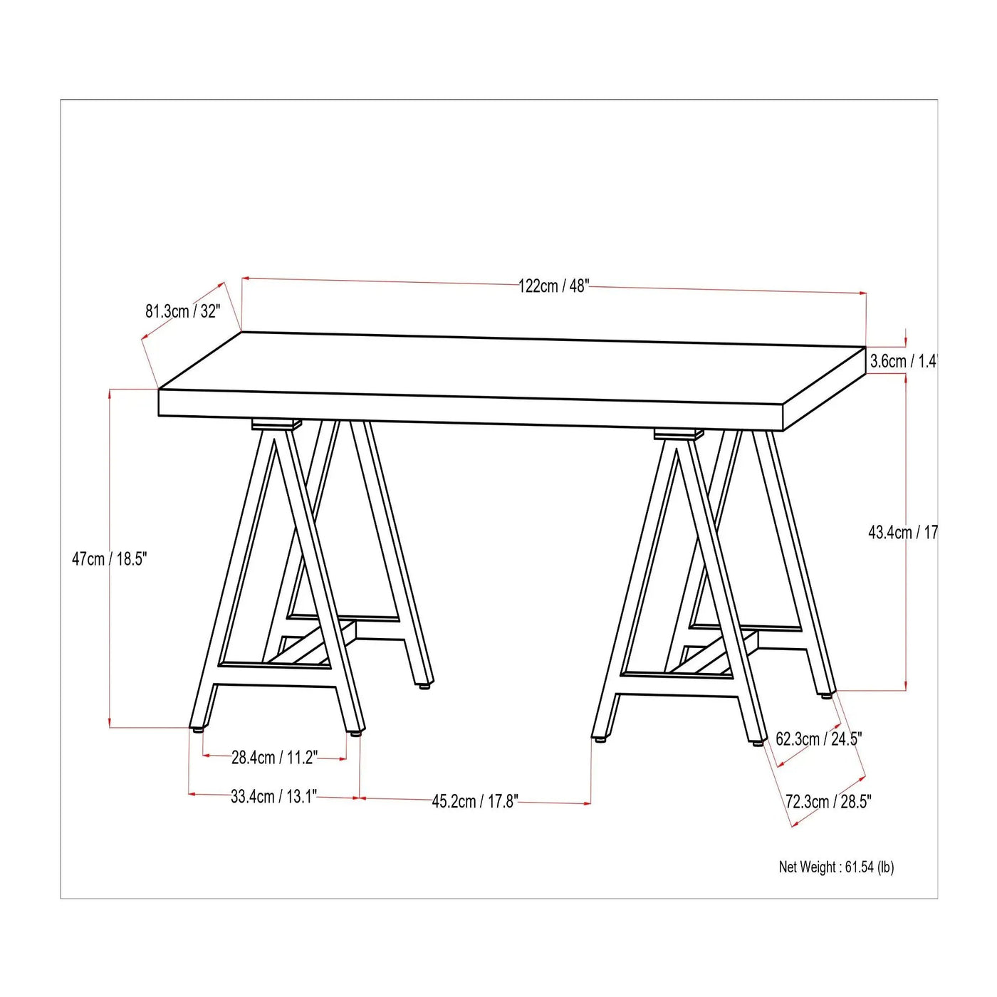 Sawhorse - Handcrafted Solid Table by HouseOfZazla