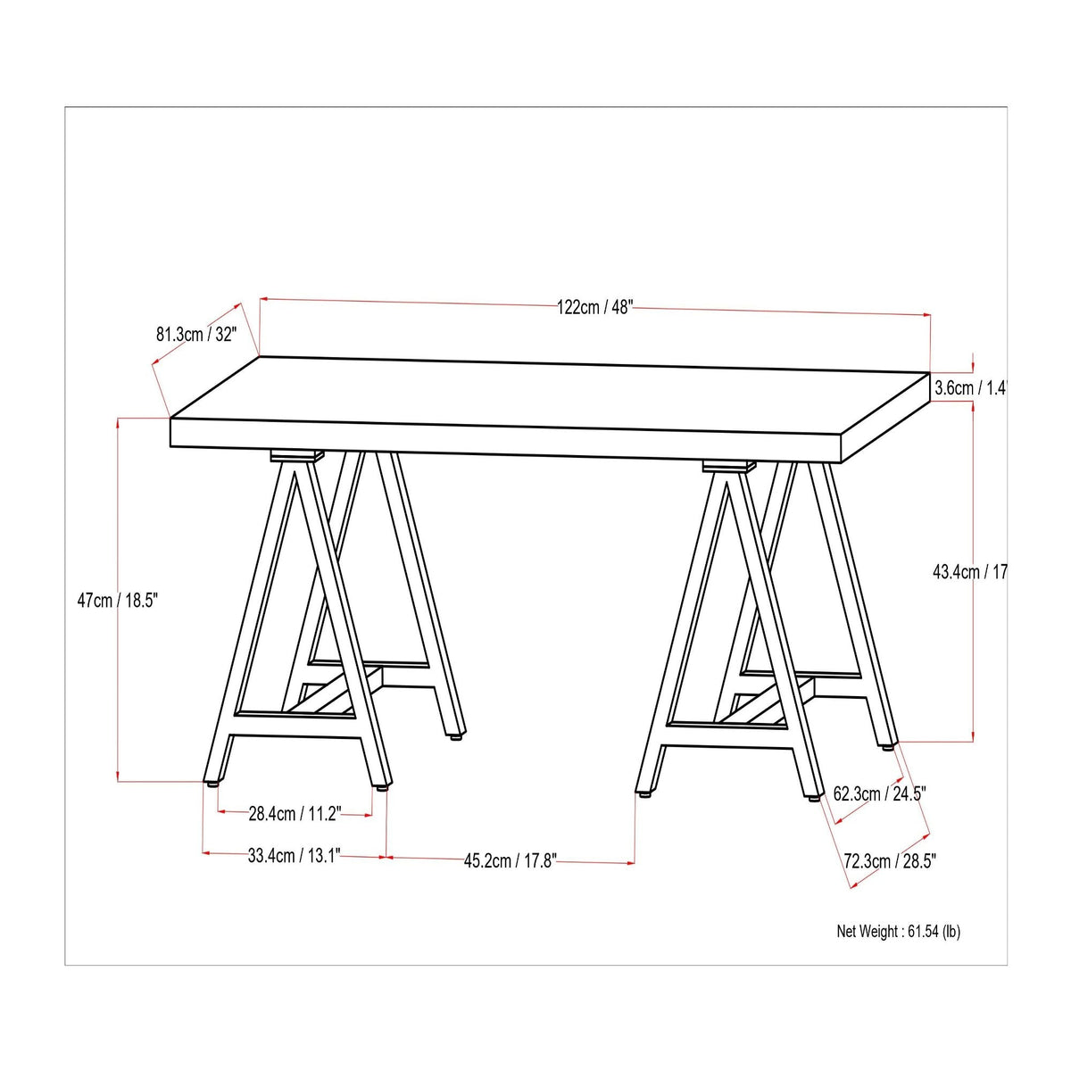 Dark Brown Sawhorse Coffee Table with Solid Walnut Veneer - Coffee Tables, photo 4 of 11