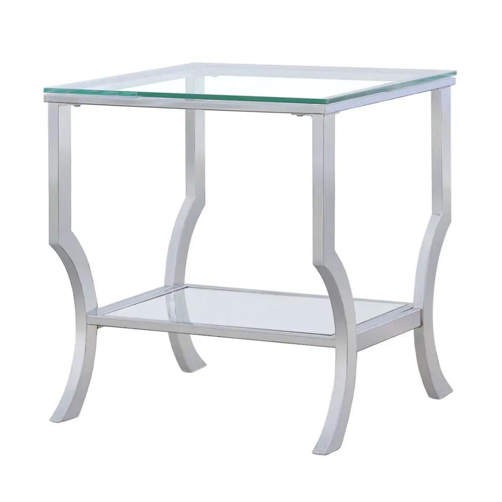 Saide Square Glass Top Side End Table Chrome by Unique Piece Furniture