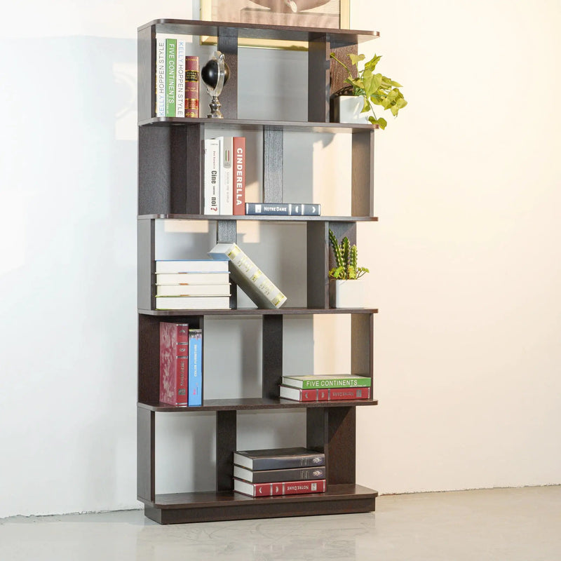 Modern 5 Tier Open Storage Bookcase