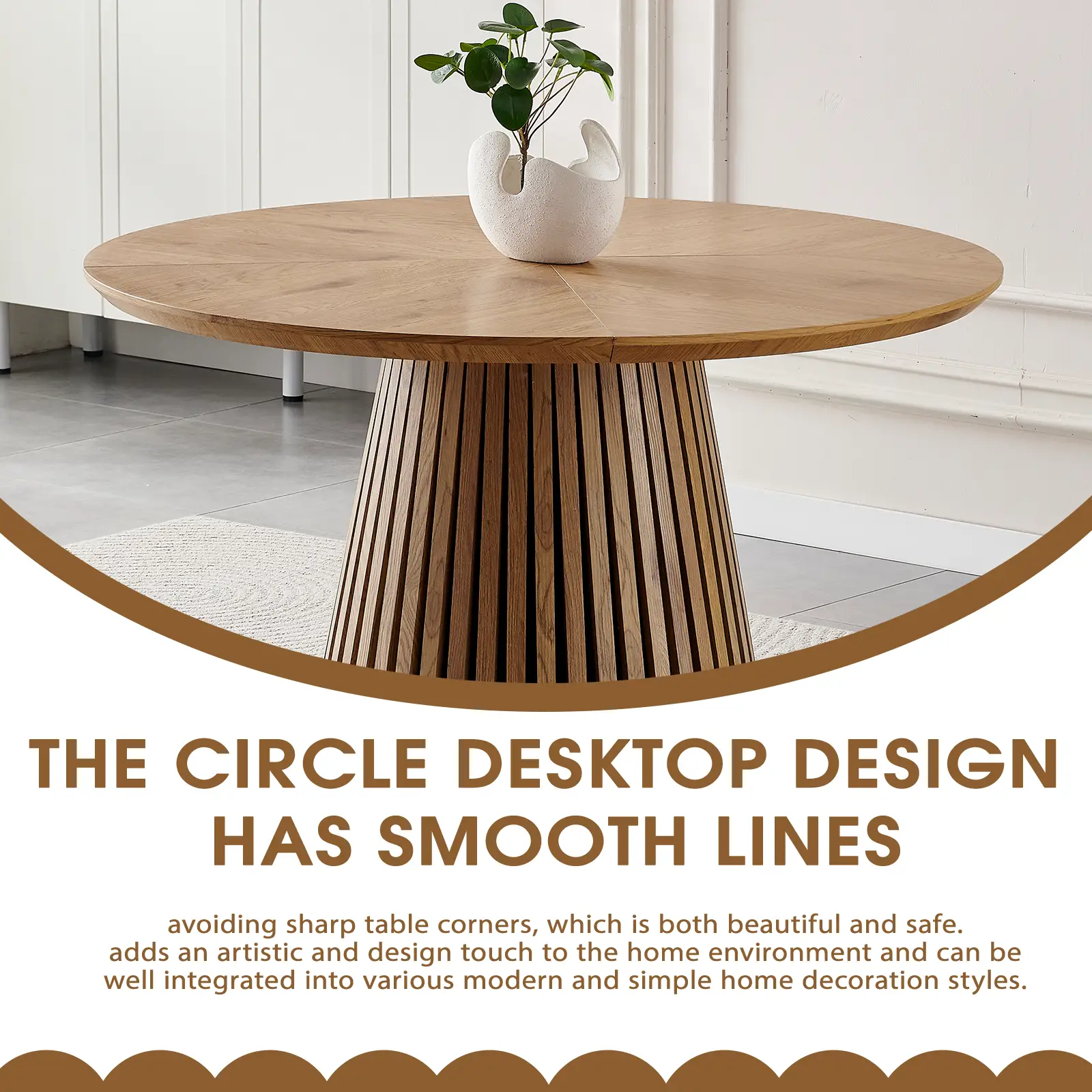 Wooden Dining Table - Modern Round Design for Versatile Use by HouseOfZazla