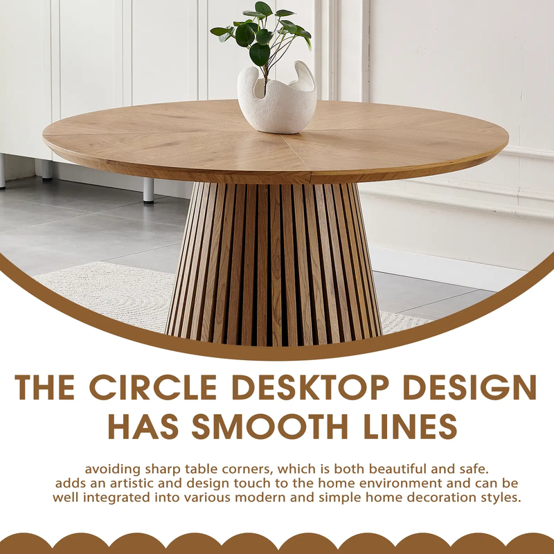 Wooden Dining Table - Modern Round Design for Versatile Use by HouseOfZazla