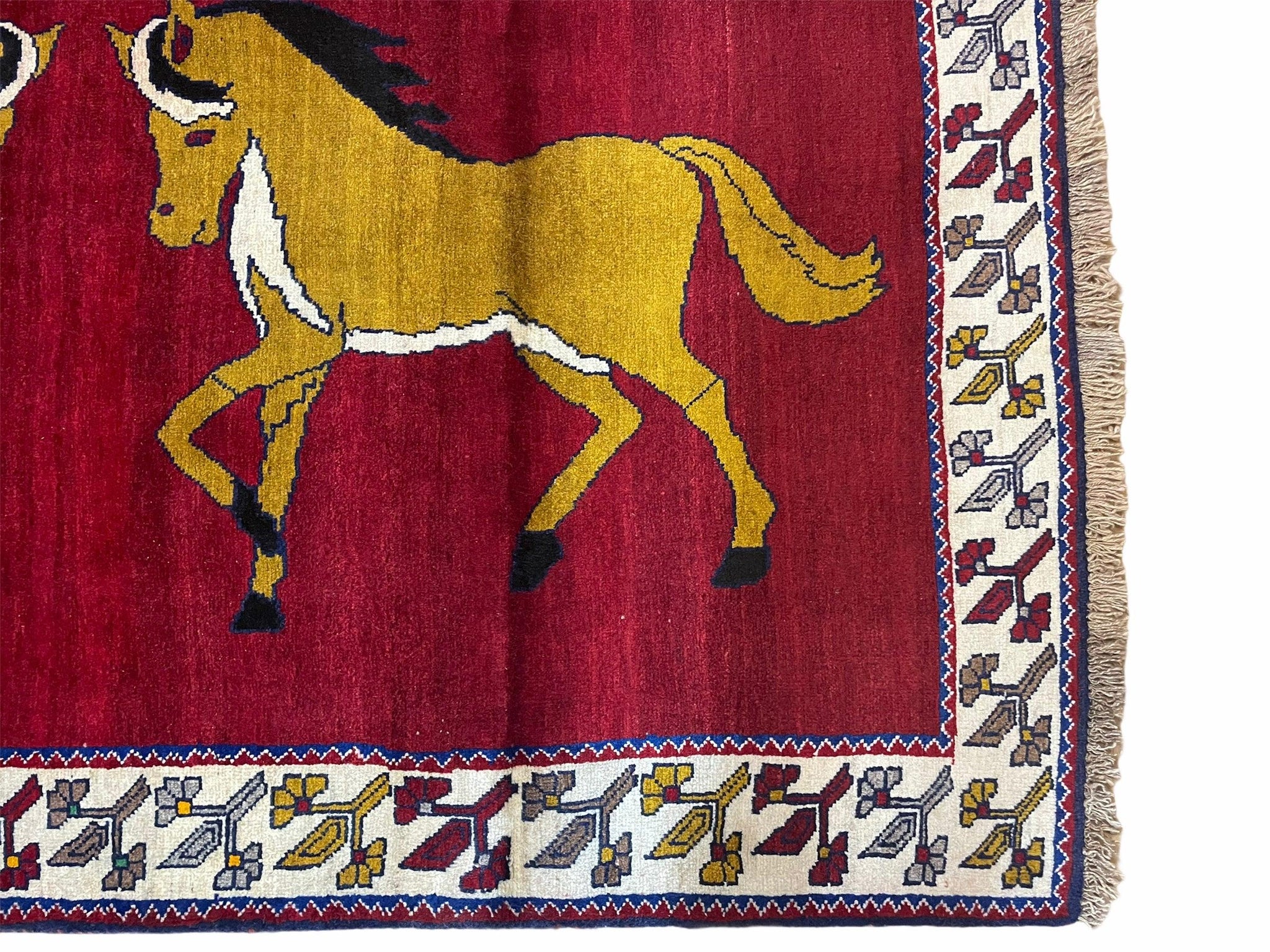 4 X 7 Handmade Hand-Knotted Quality Wool Rug Horses Zagros Red Mustard Gold New by Jewel Rugs