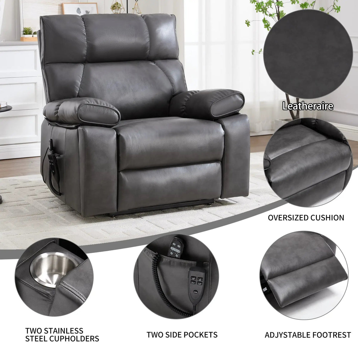 ComfortMax Dark Oversized Lift Recliner Chair by HouseOfZazla