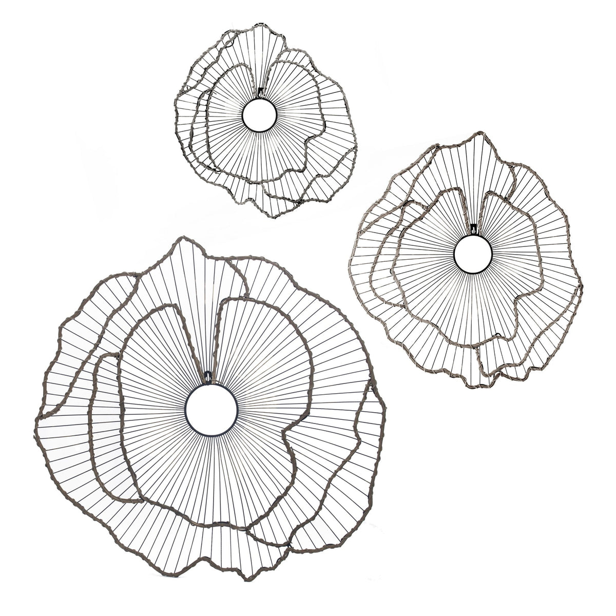 Metal Flowers Wall Decor Set of 3 - Gold, photo 2 of 10