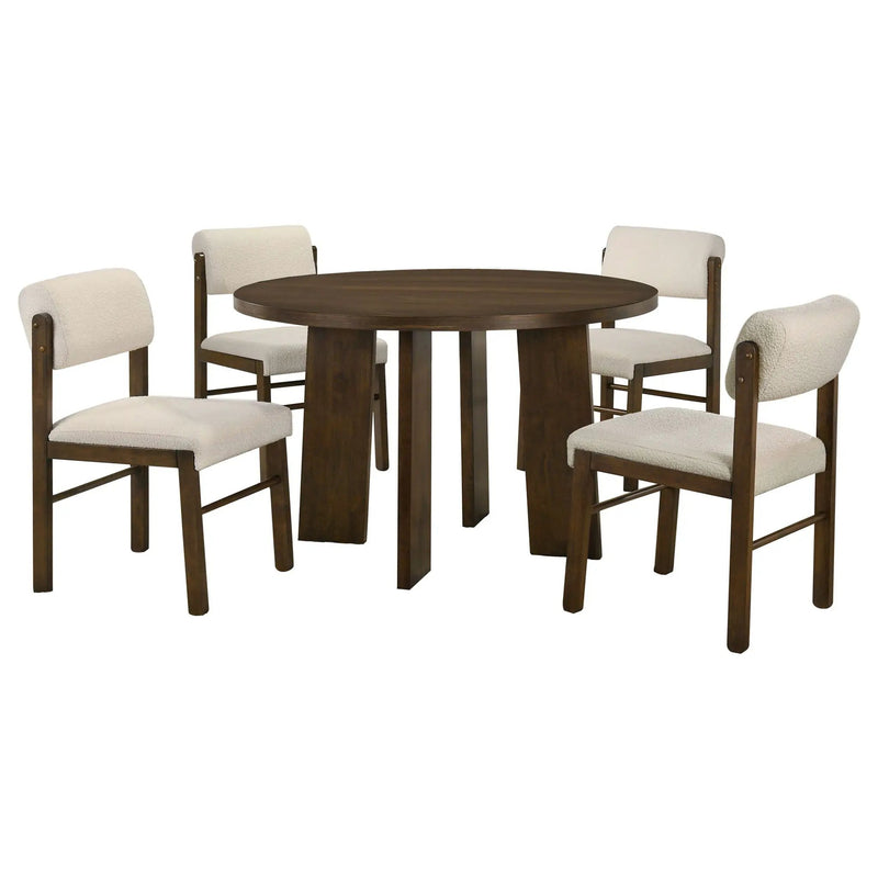 Strouse 5-piece Dining Set Cream and Walnut by Unique Piece Furniture