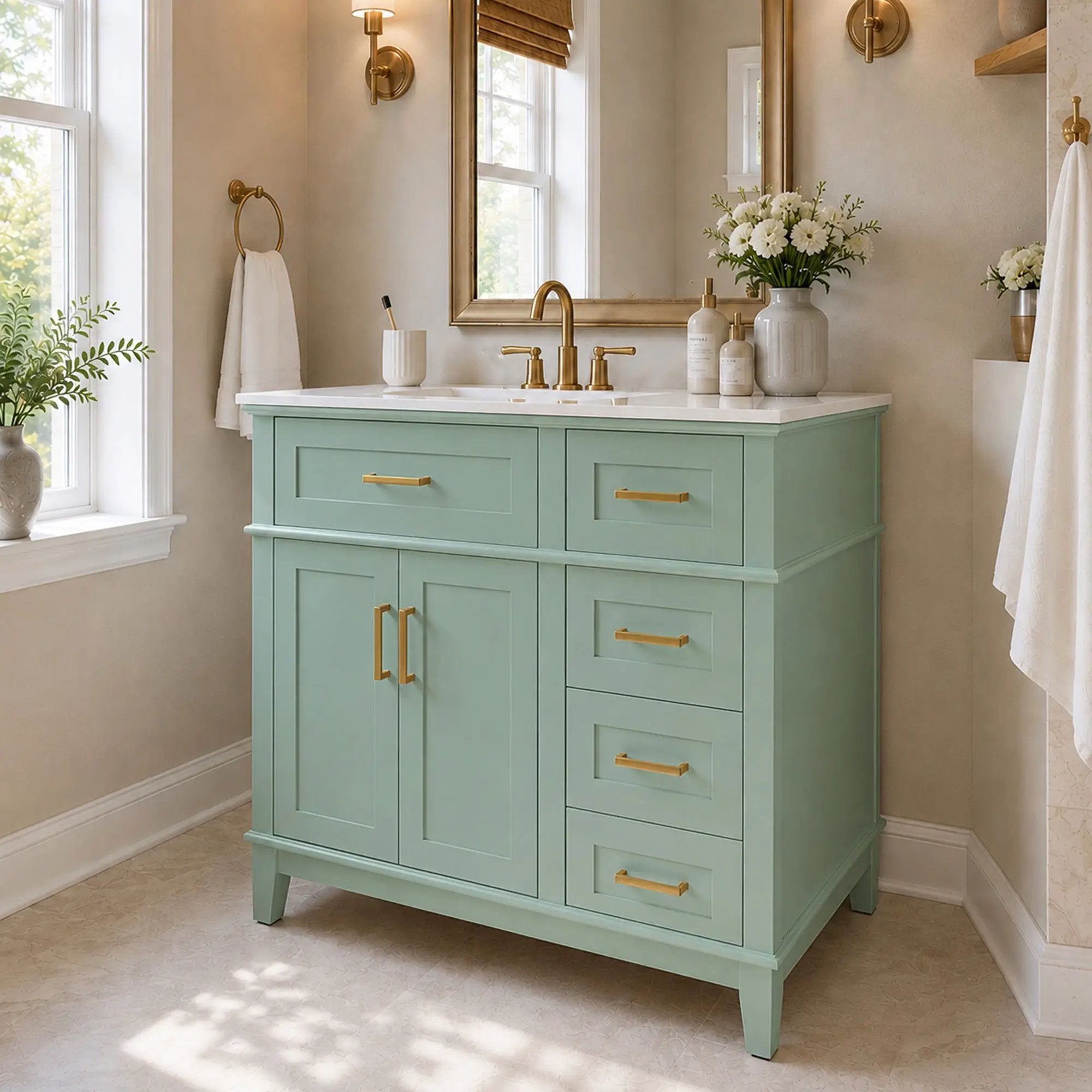 36" Light Green Bathroom Vanity by HouseOfZazla