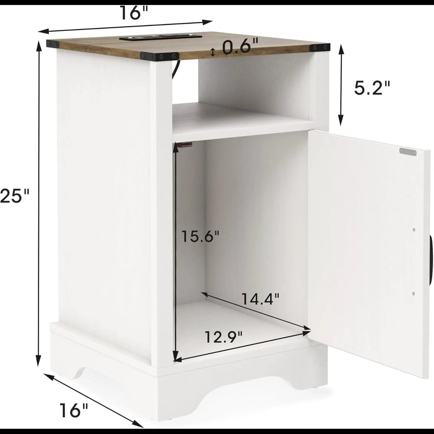 Farmhouse Nightstand With Charging Station & Storage by HouseOfZazla