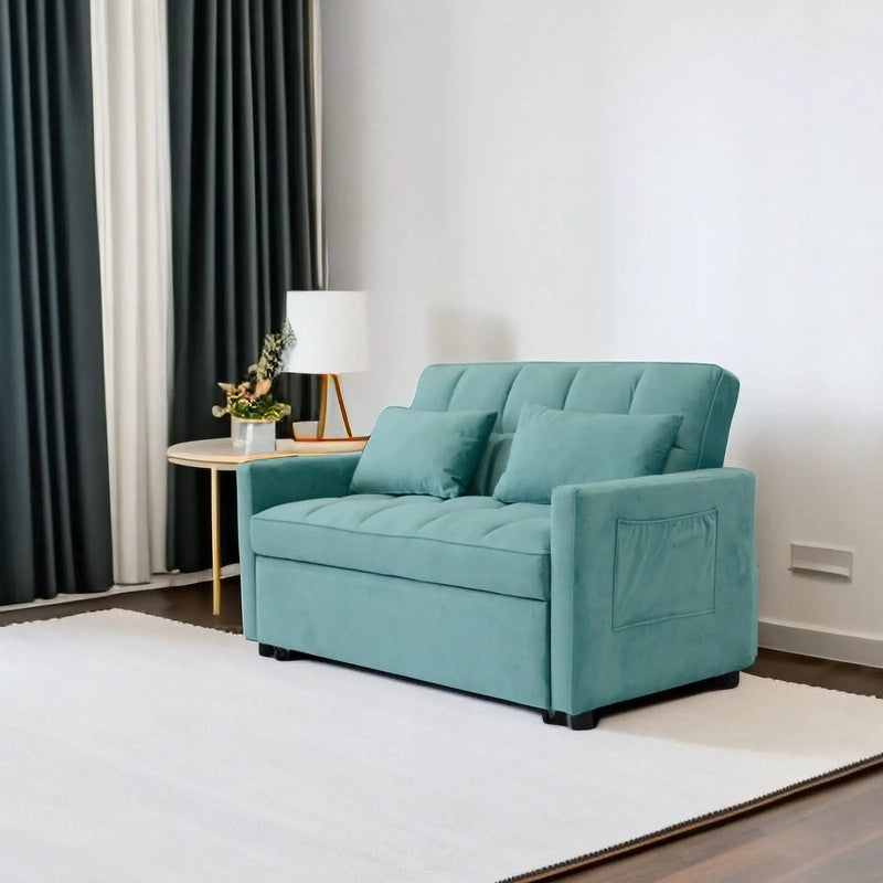 3 In 1 Convertible Sleeper Sofa Bed, Modern Fabric Loveseat Futon Sofa Couch With Pullout Bed, Small Love Seat Lounge Sofa With Reclining Backrest, Furniture For Living Room by Unique Piece Furniture