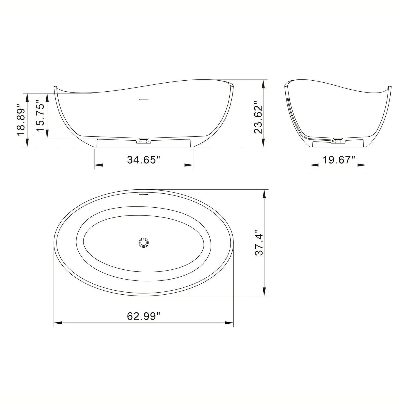 Freestanding Solid Surface Soaking Bathtub For Bathroom by HouseOfZazla