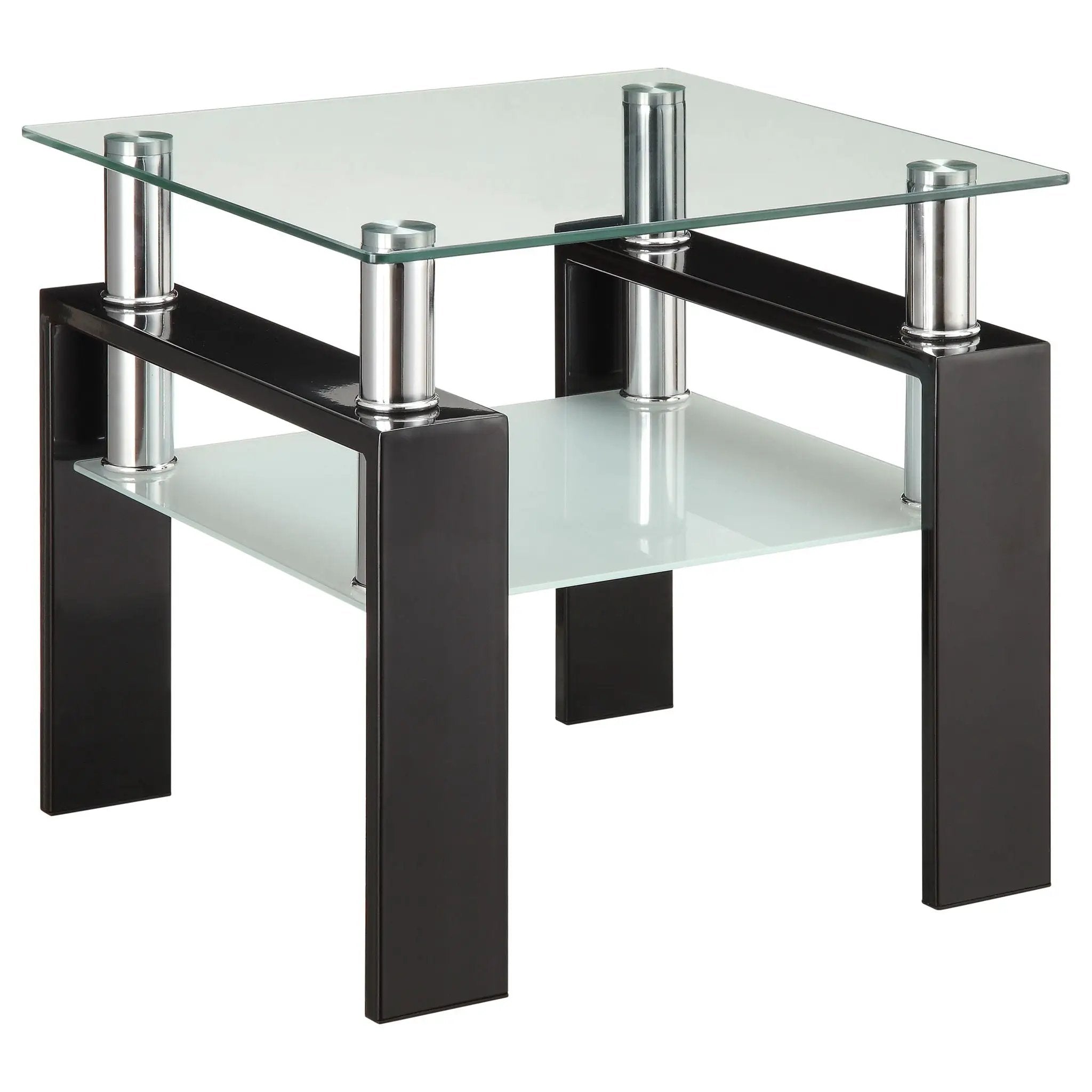 Dyer 1-shelf Square Glass Top Side End Table Black by Unique Piece Furniture