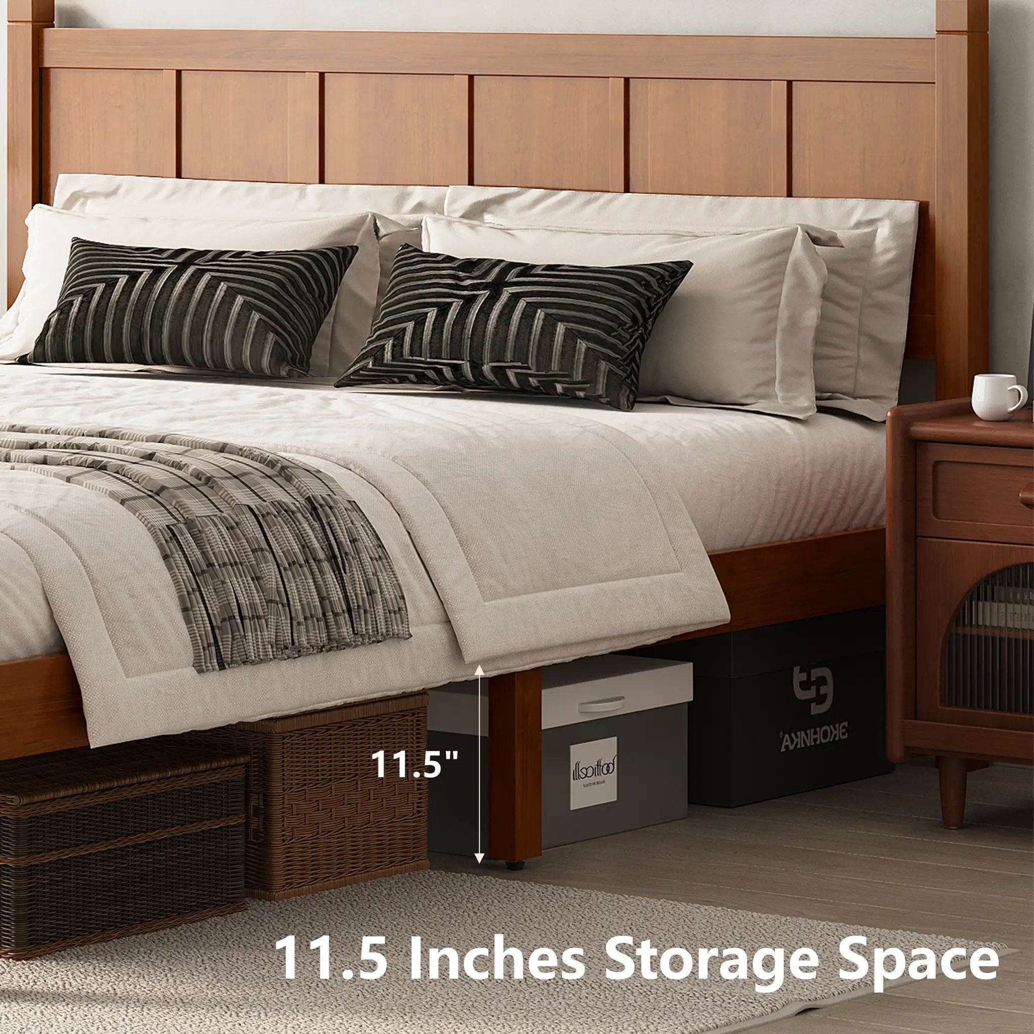 Queen Size Flat Panel Bed with Headboard & Footboard by HouseOfZazla