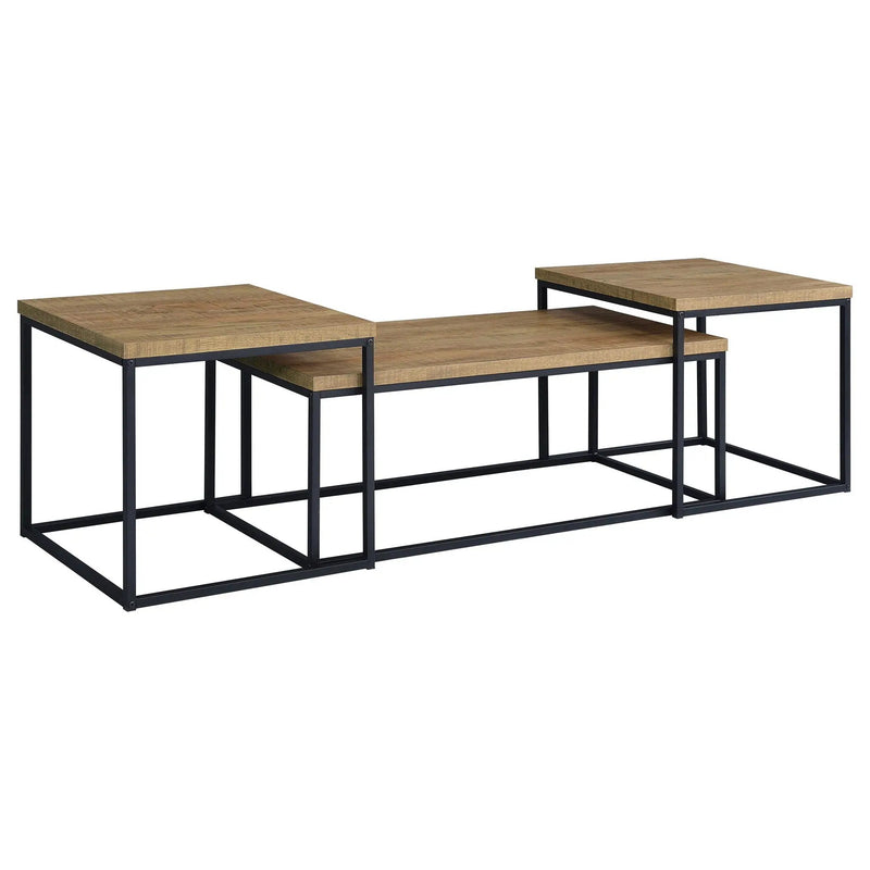 Straden 3-piece Engineered Wood Coffee Table Set Mango and Black by Unique Piece Furniture