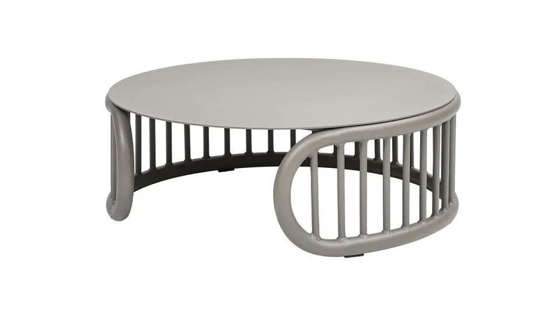 Harper - Indoor/Outdoor Modern Round Coffee Table - Geige Taupe Aluminum by HouseOfZazla