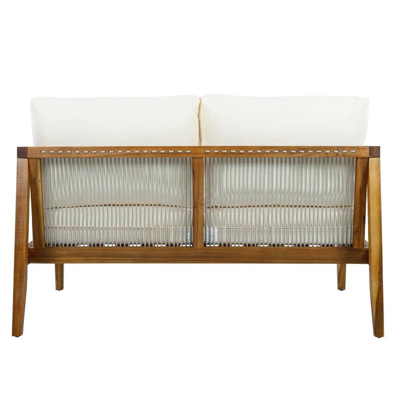 Outdoor 4-Piece Sofa Set, Acacia Wood Frame with Rope Detail, Water-Repellent by HouseOfZazla