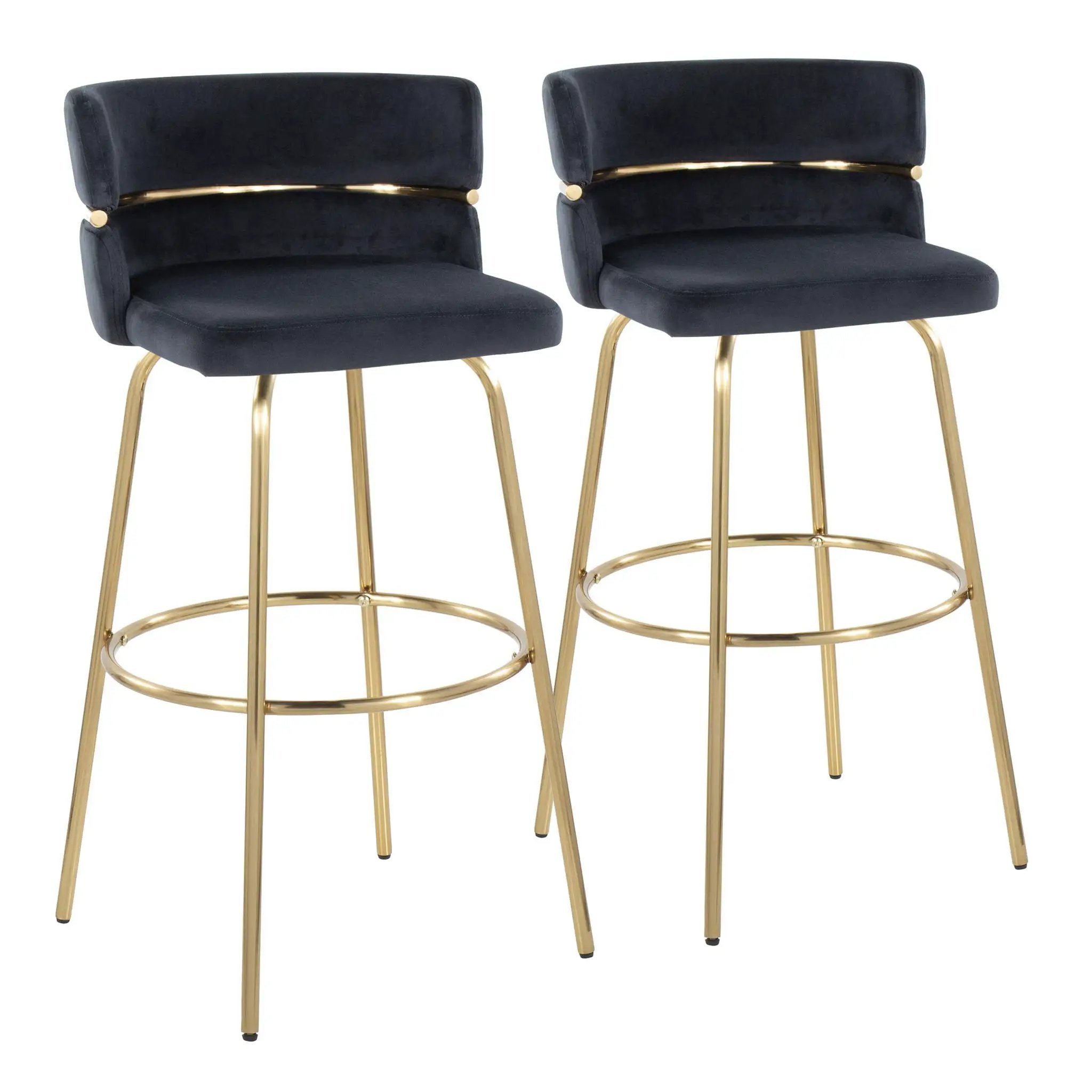 Cinch - Glam / Art Deco Fixed Height Barstool With Swivel With Round Footrest (Set of 2) by HouseOfZazla