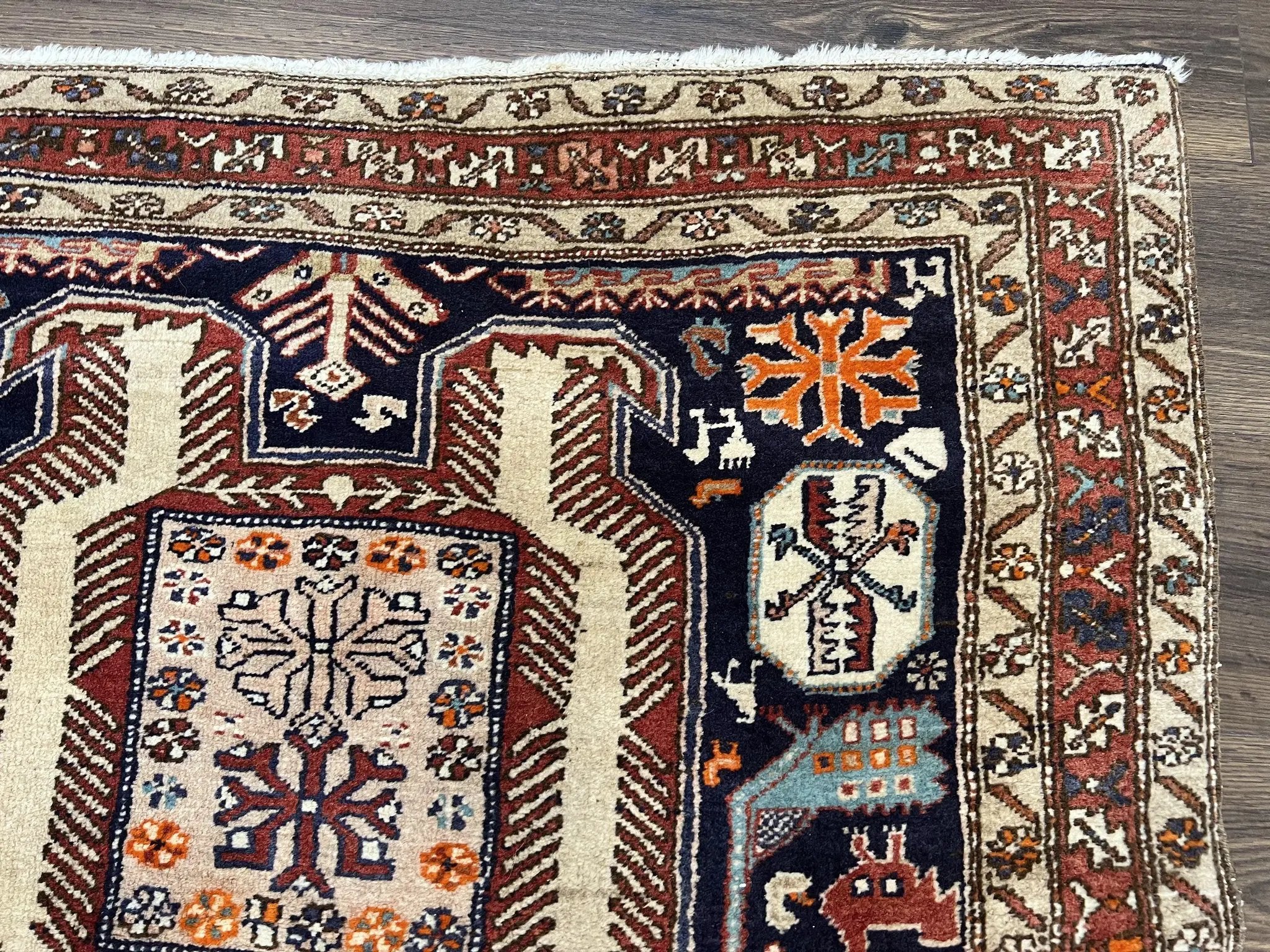 Persian Ardabil Wide Runner Rug 4x10 - Geometric Medallions & Animal Pictorials by Jewel Rugs