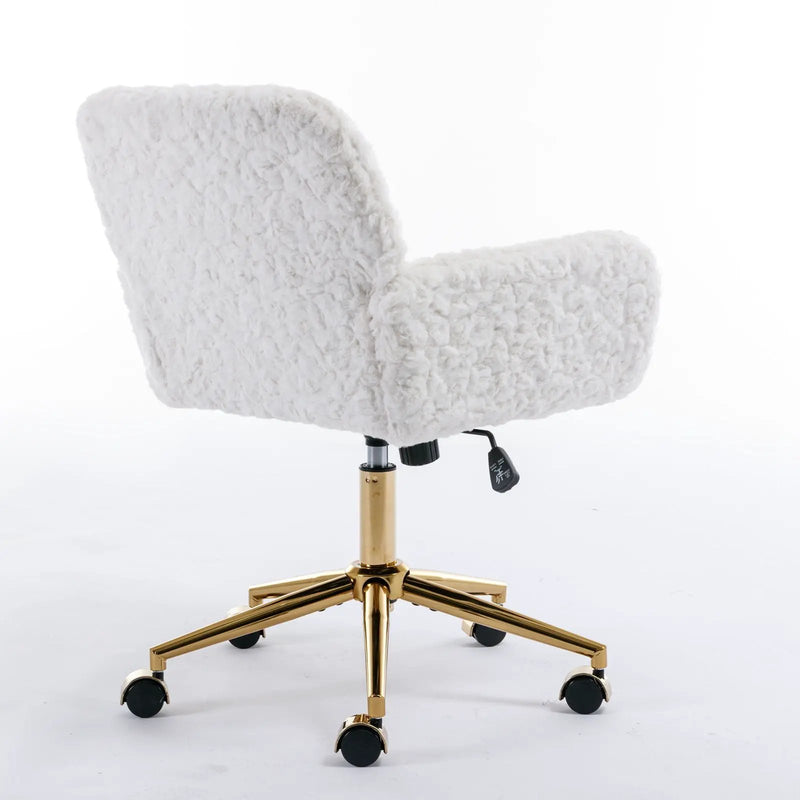Office Chair, Artificial Rabbit Hair Home Office Chair With Metal Base, Adjustable Desk Chair Swivel Office Chair, Vanity Chair by Unique Piece Furniture