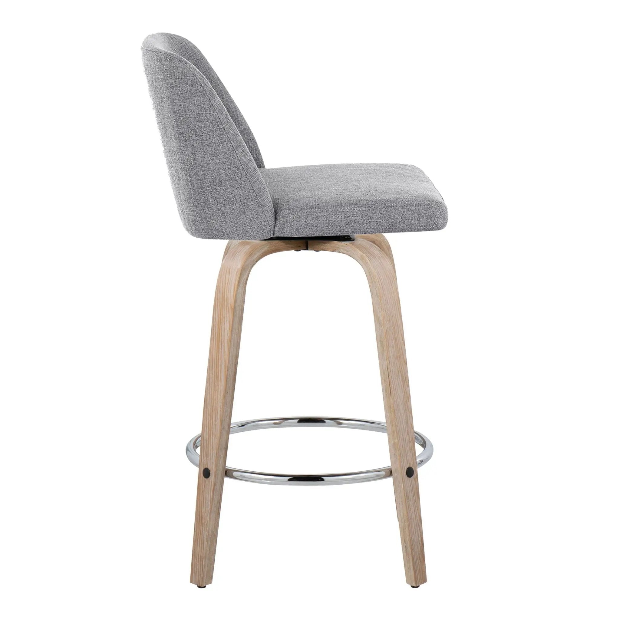 Toriano - Modern Design Fixed Height Counter Stool With Swivel With Round Footrest (Set of 2) by HouseOfZazla