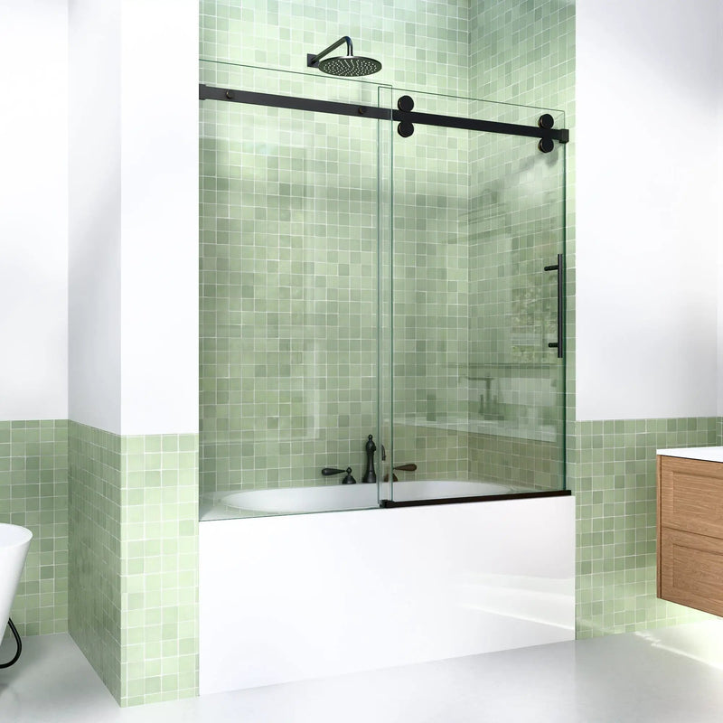 56-60"W x 60"H Frameless Sliding Tub Shower Door Enclosure, Matte Glass by HouseOfZazla