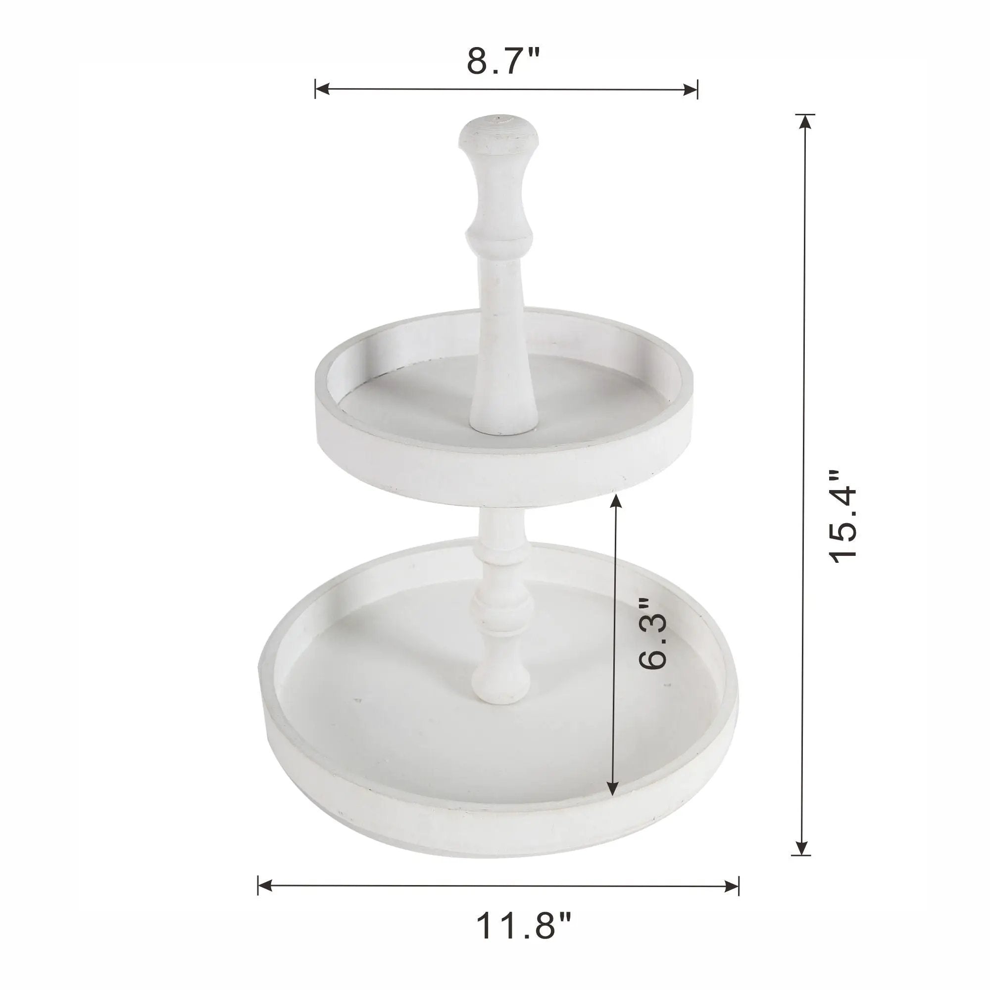 Two Tiered Round Wooden Tray - White by HouseOfZazla