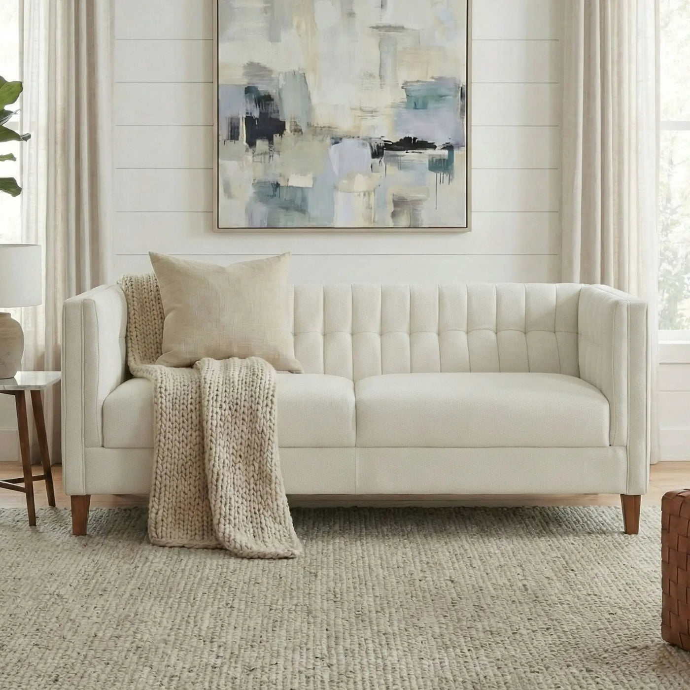 Modern 3 Seater Sofa Upholstered Couch with Curved Armrests by HouseOfZazla
