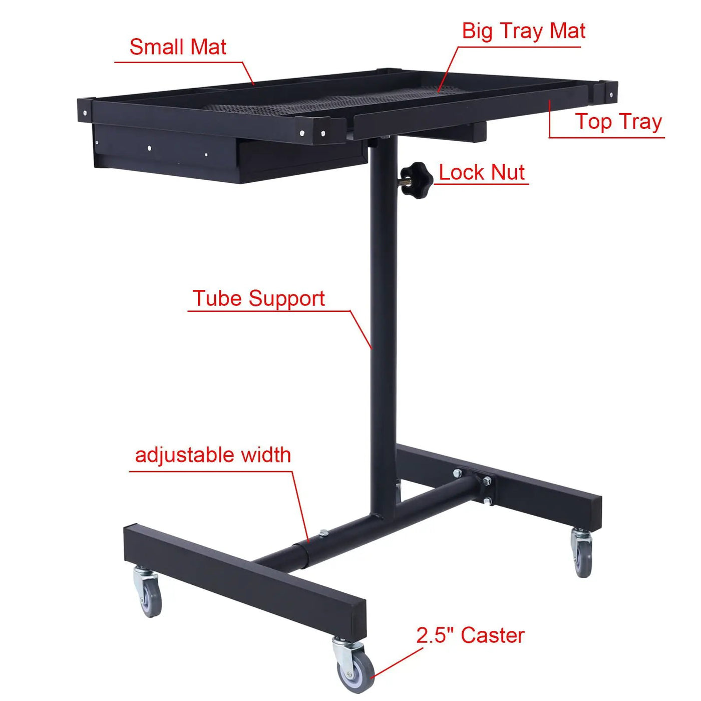 Adjustable Tear Down Work Table With Drawer For Garages, Repair Shops, And Diy, Portable, (4) 2.5" Swivel Casters, 220 Pound Capacity, Rubber Corners, Heavy Duty Steel by HouseOfZazla