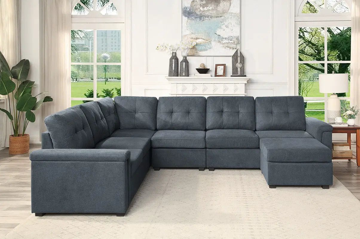 Isla - Fabric Sectional Sofa With Ottoman by HouseOfZazla