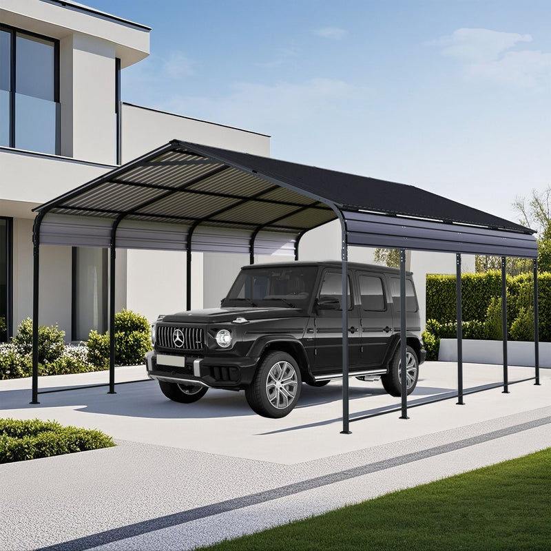 Heavy Duty Carport With Galvanized Roof And Enhanced Base - Anthracite by HouseOfZazla
